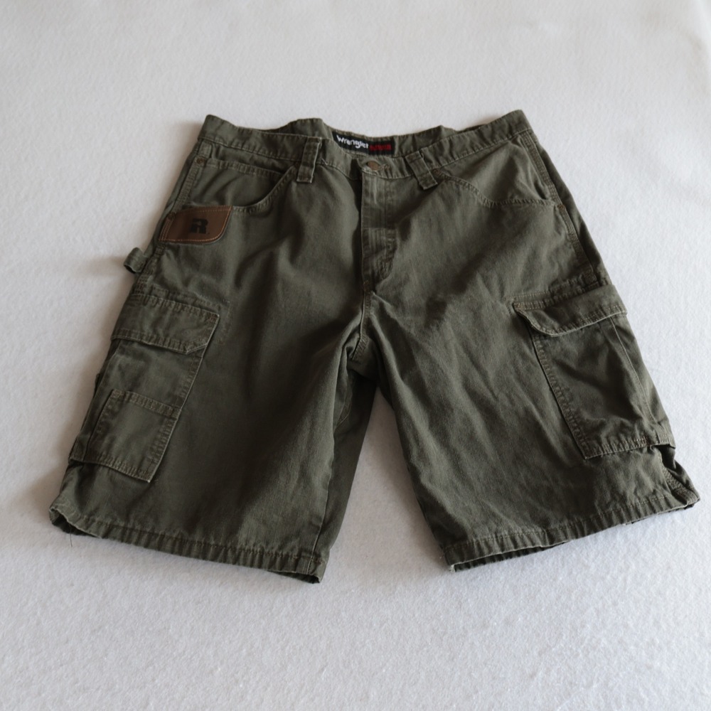 Wrangler Riggs Workwear Ripstop Cotton Ranger Utility Shorts Gray/Green Mens 36